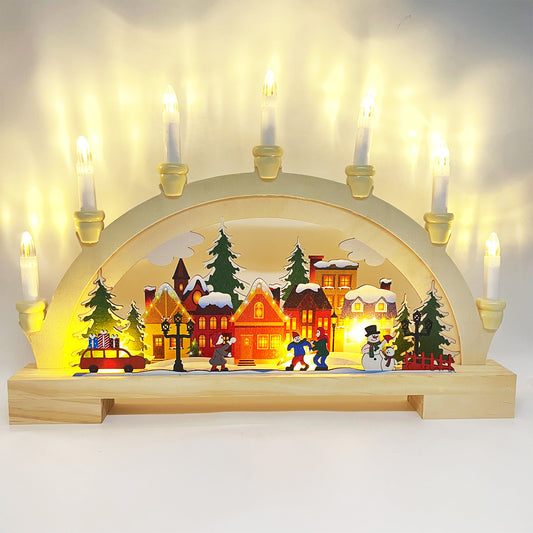 Holz Weihnachts-LED BrĂźckenlampe  â Fenster & Tischdeko