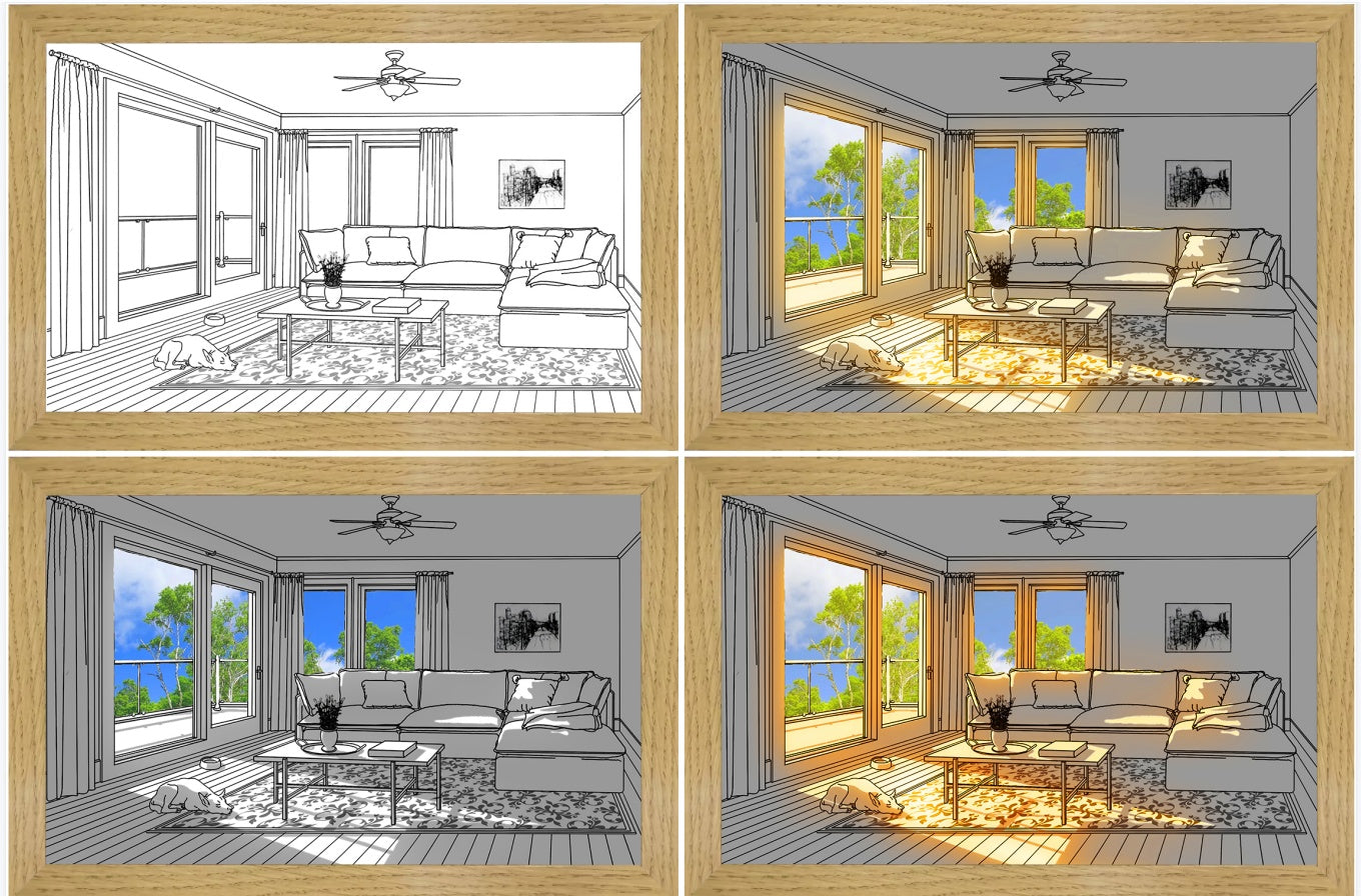 LED Leuchtbild – Modernes Wandbild mit simuliertem Sonnenlicht, dekorativ & kreativ fürs Schlafzimmer
