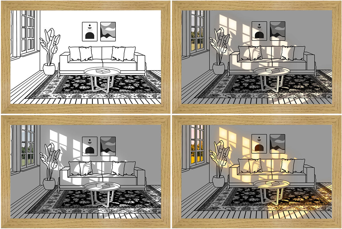 LED Leuchtbild – Modernes Wandbild mit simuliertem Sonnenlicht, dekorativ & kreativ fürs Schlafzimmer