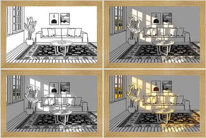 LED Leuchtbild – Modernes Wandbild mit simuliertem Sonnenlicht, dekorativ & kreativ fürs Schlafzimmer