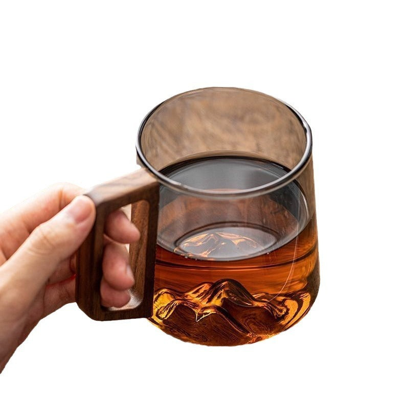 Glas Trinkbecher mit Holzgriff – Stylischer Becher für Tee, Kaffee & Saft ☕✨