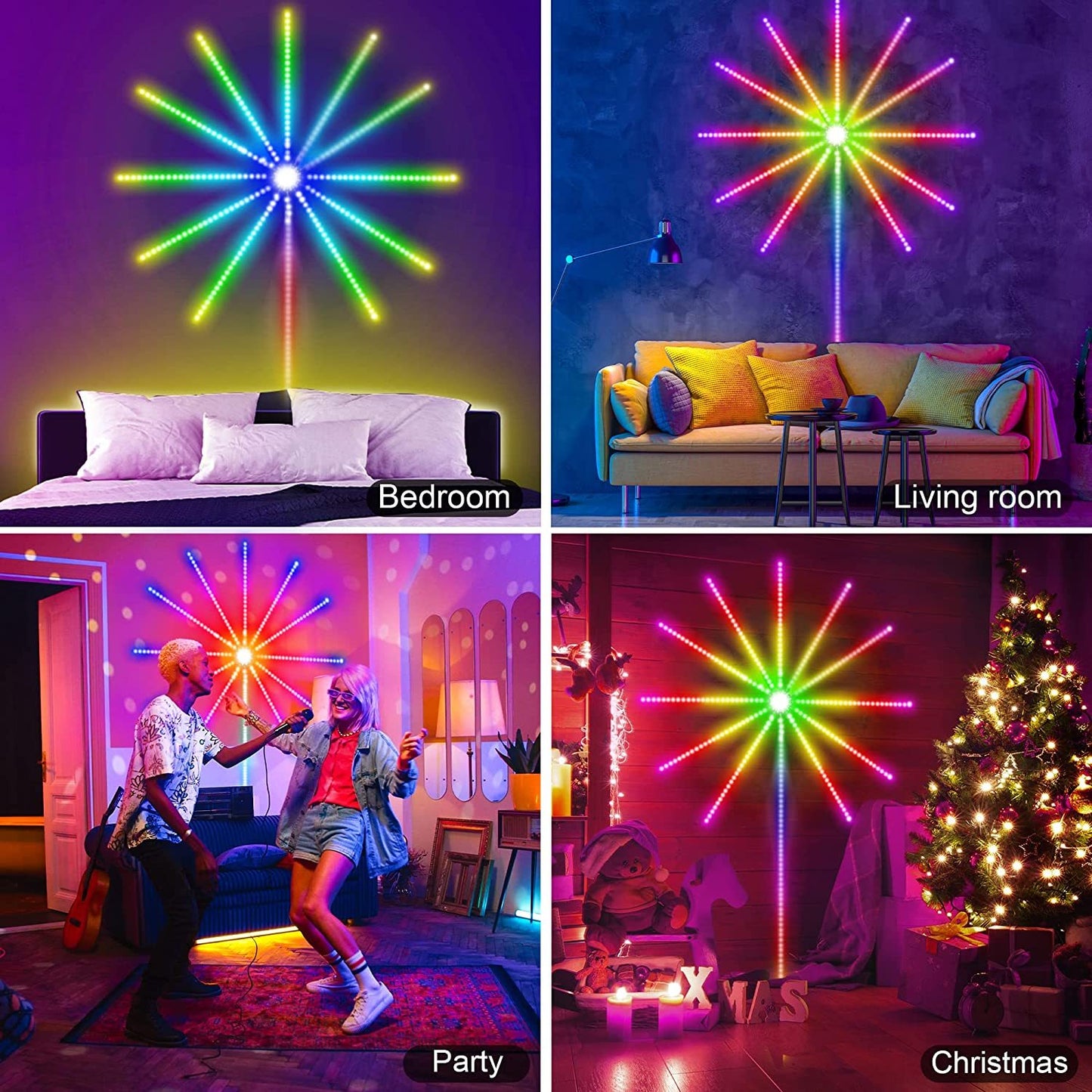 LED Firework Lights  – Musik-Sync & Farbwechsel mit Fernbedienung