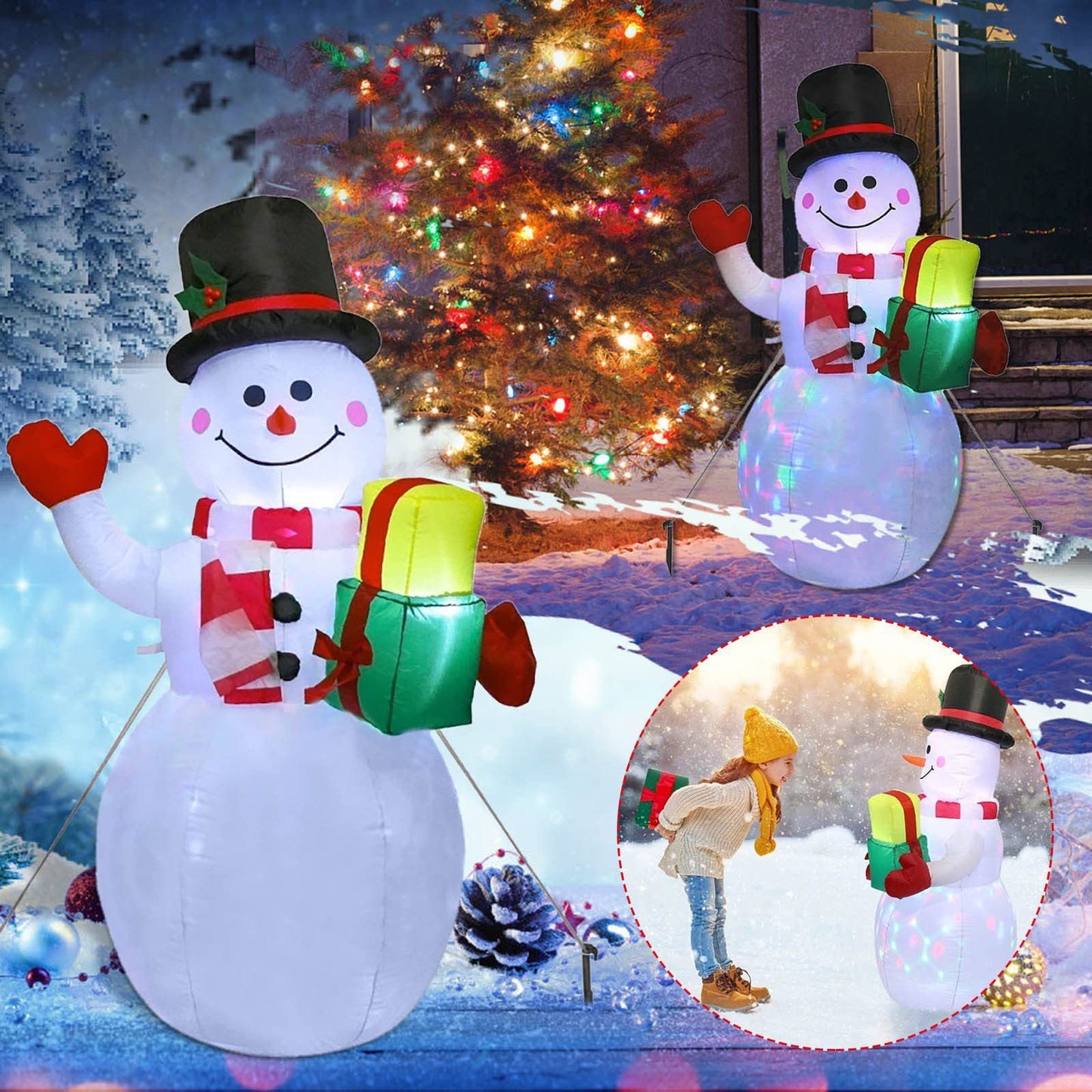 Aufblasbare Weihnachtsfigur mit LED ⛄ – Outdoor Garten Deko