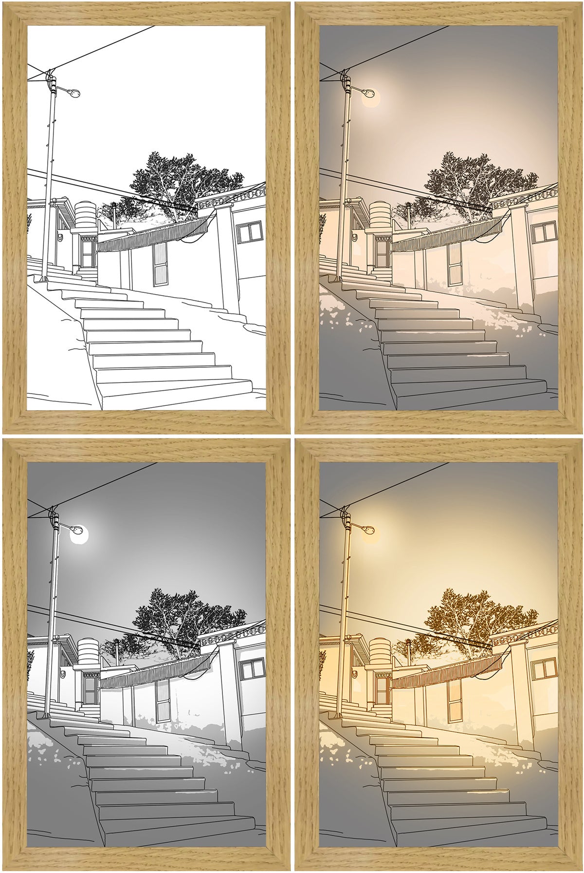 LED Leuchtbild – Modernes Wandbild mit simuliertem Sonnenlicht, dekorativ & kreativ fürs Schlafzimmer