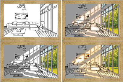 LED Leuchtbild – Modernes Wandbild mit simuliertem Sonnenlicht, dekorativ & kreativ fürs Schlafzimmer