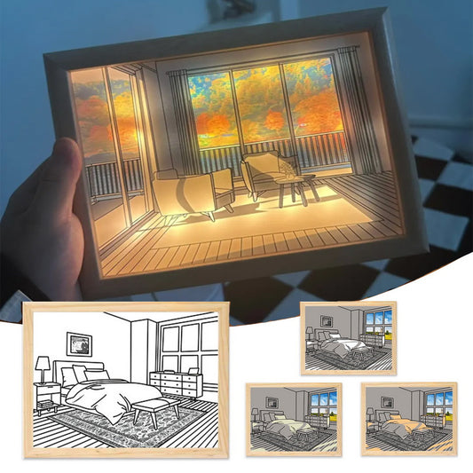 LED Leuchtbild – Modernes Wandbild mit simuliertem Sonnenlicht, dekorativ & kreativ fürs Schlafzimmer