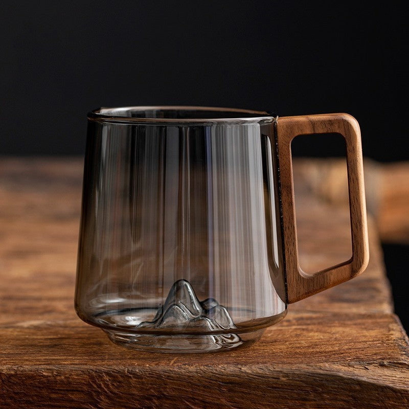 Glas Trinkbecher mit Holzgriff – Stylischer Becher für Tee, Kaffee & Saft ☕✨