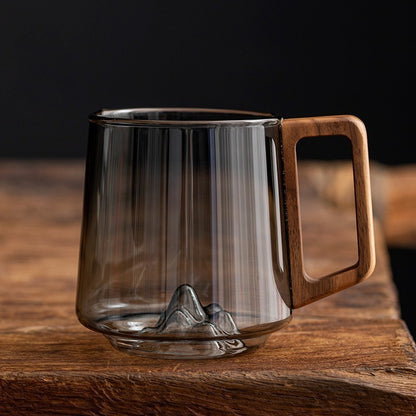 Glas Trinkbecher mit Holzgriff – Stylischer Becher für Tee, Kaffee & Saft ☕✨
