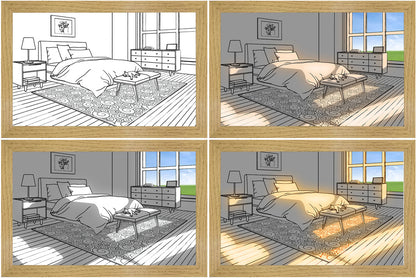LED Leuchtbild – Modernes Wandbild mit simuliertem Sonnenlicht, dekorativ & kreativ fürs Schlafzimmer