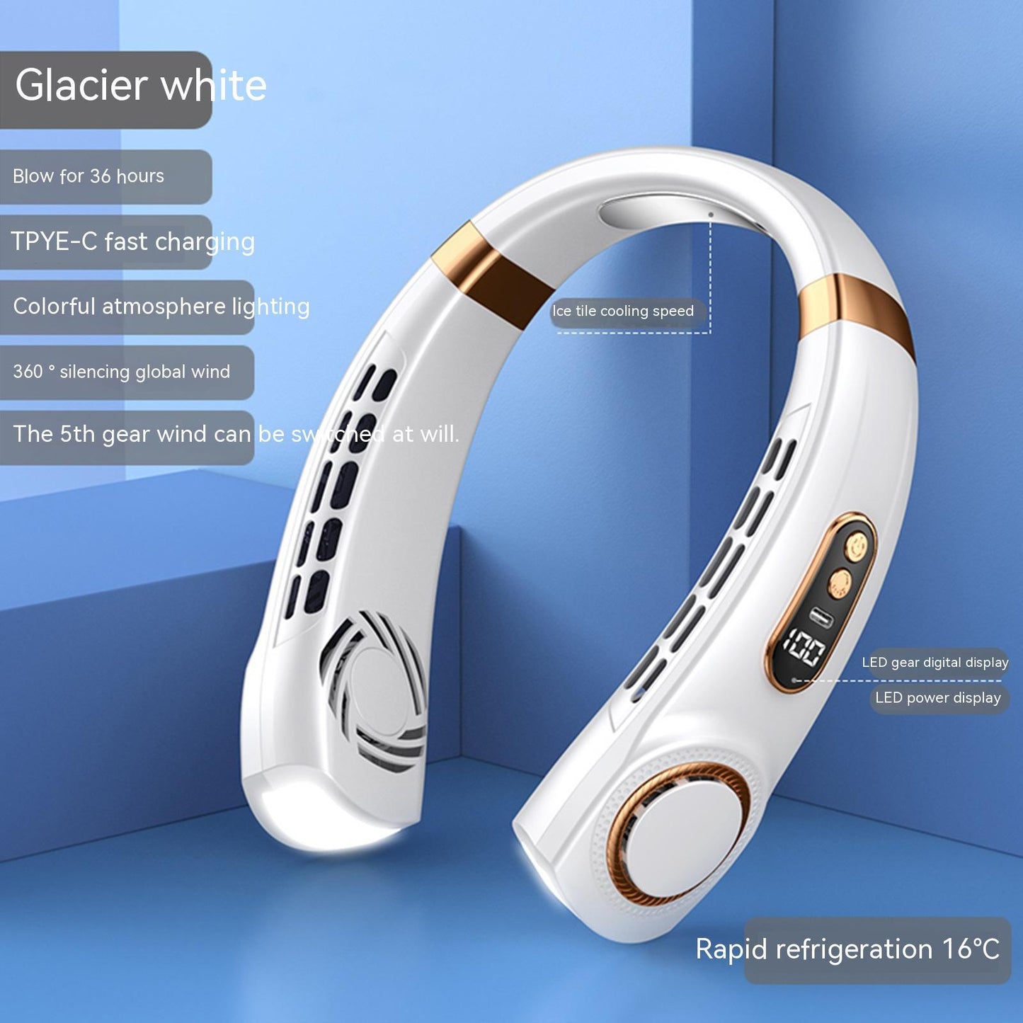 Tragbarer Nackenventilator – Ultraleise & Stylisch mit LED-Ambiente