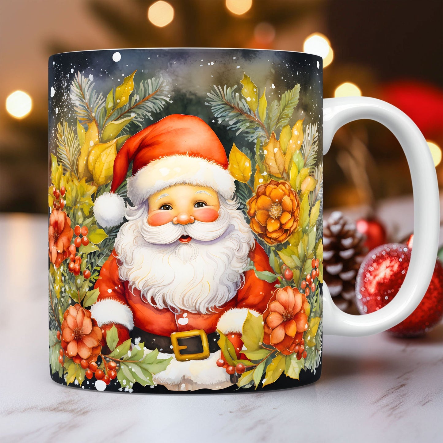3D Weihnachts-Keramiktasse ☕ – Schneemann & Santa Design