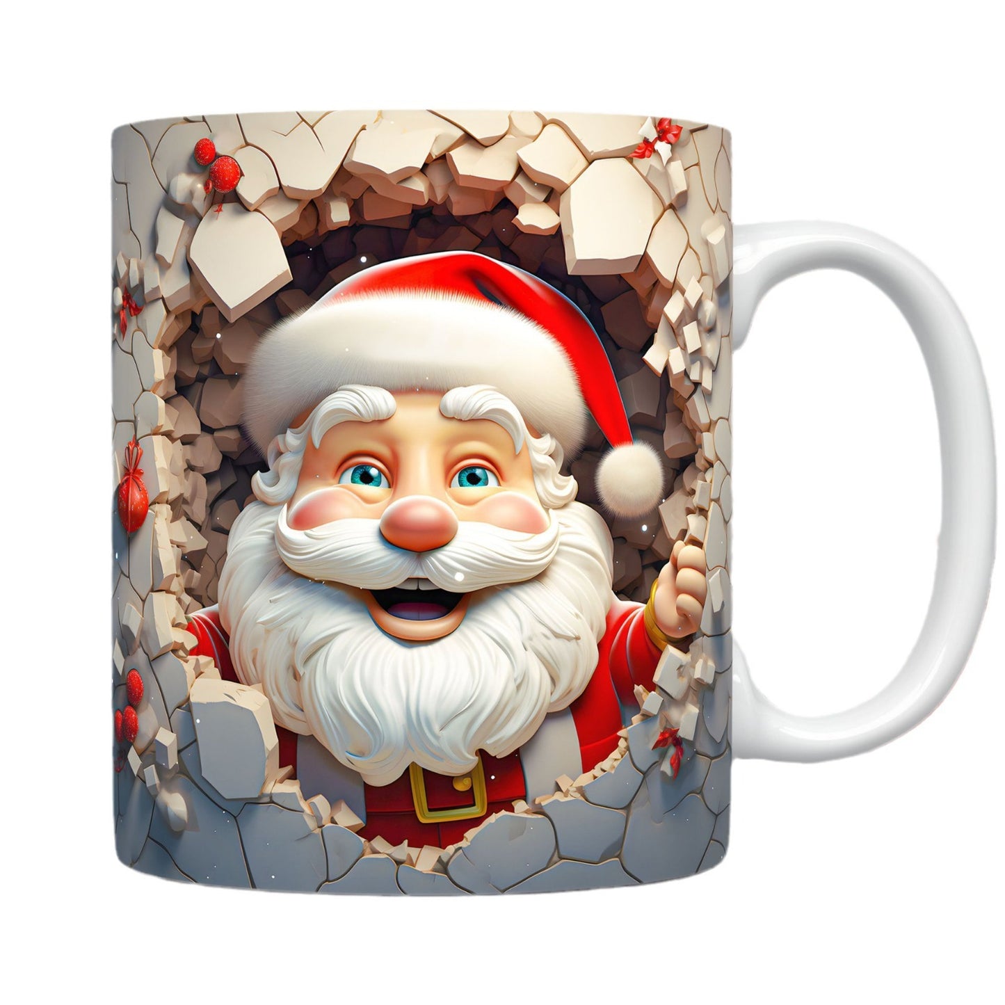 3D Weihnachts-Keramiktasse ☕ – Schneemann & Santa Design