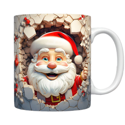 3D Weihnachts-Keramiktasse ☕ – Schneemann & Santa Design
