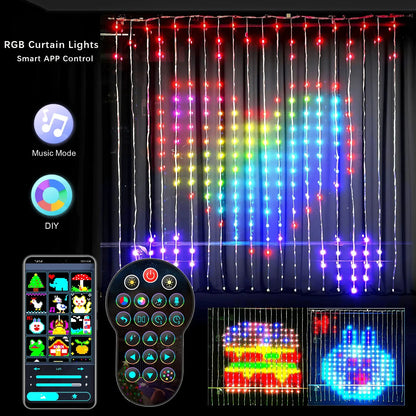Smart LED Vorhanglichter ✨ – RGB Lichterkette mit App-Steuerung