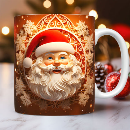 3D Weihnachts-Keramiktasse ☕ – Schneemann & Santa Design