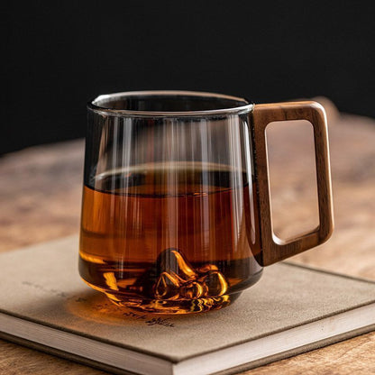 Glas Trinkbecher mit Holzgriff – Stylischer Becher für Tee, Kaffee & Saft ☕✨