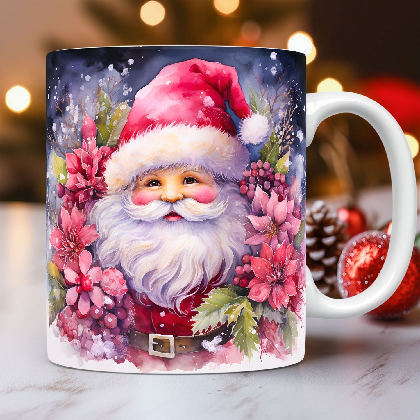 3D Weihnachts-Keramiktasse ☕ – Schneemann & Santa Design