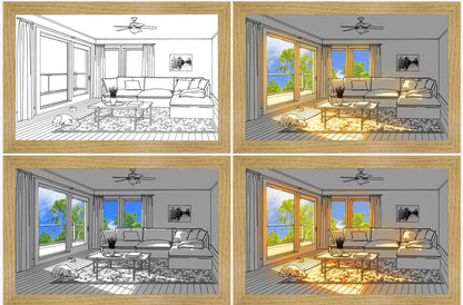 LED Leuchtbild – Modernes Wandbild mit simuliertem Sonnenlicht, dekorativ & kreativ fürs Schlafzimmer