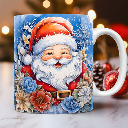 3D Weihnachts-Keramiktasse ☕ – Schneemann & Santa Design